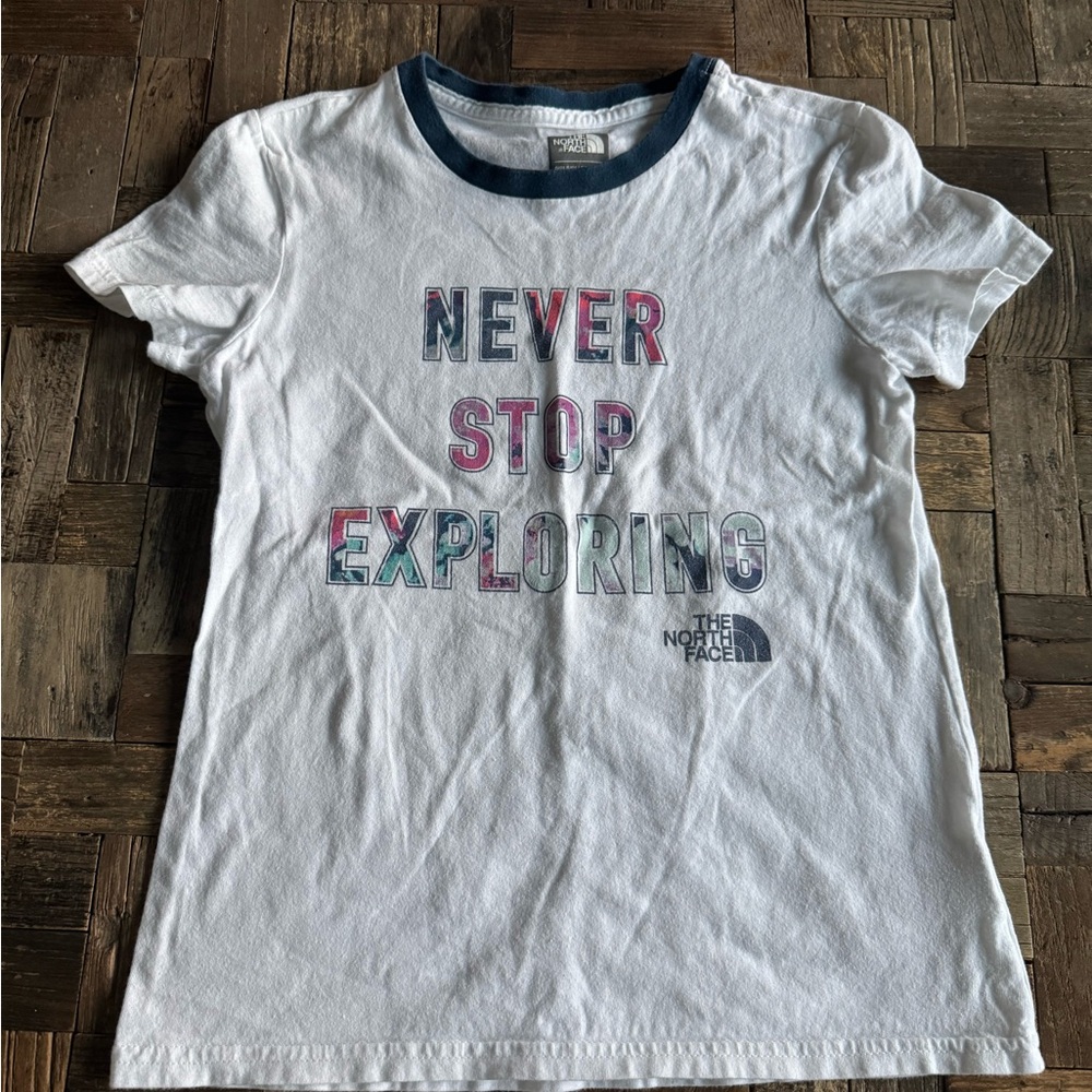 The North Face Kids White Tee with Colorful Print